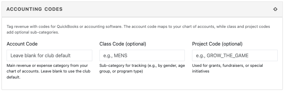 Accounting Codes Per Item