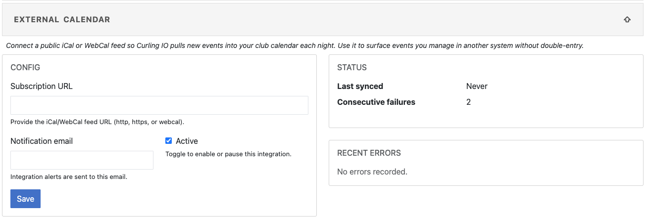 External Calendar Integration