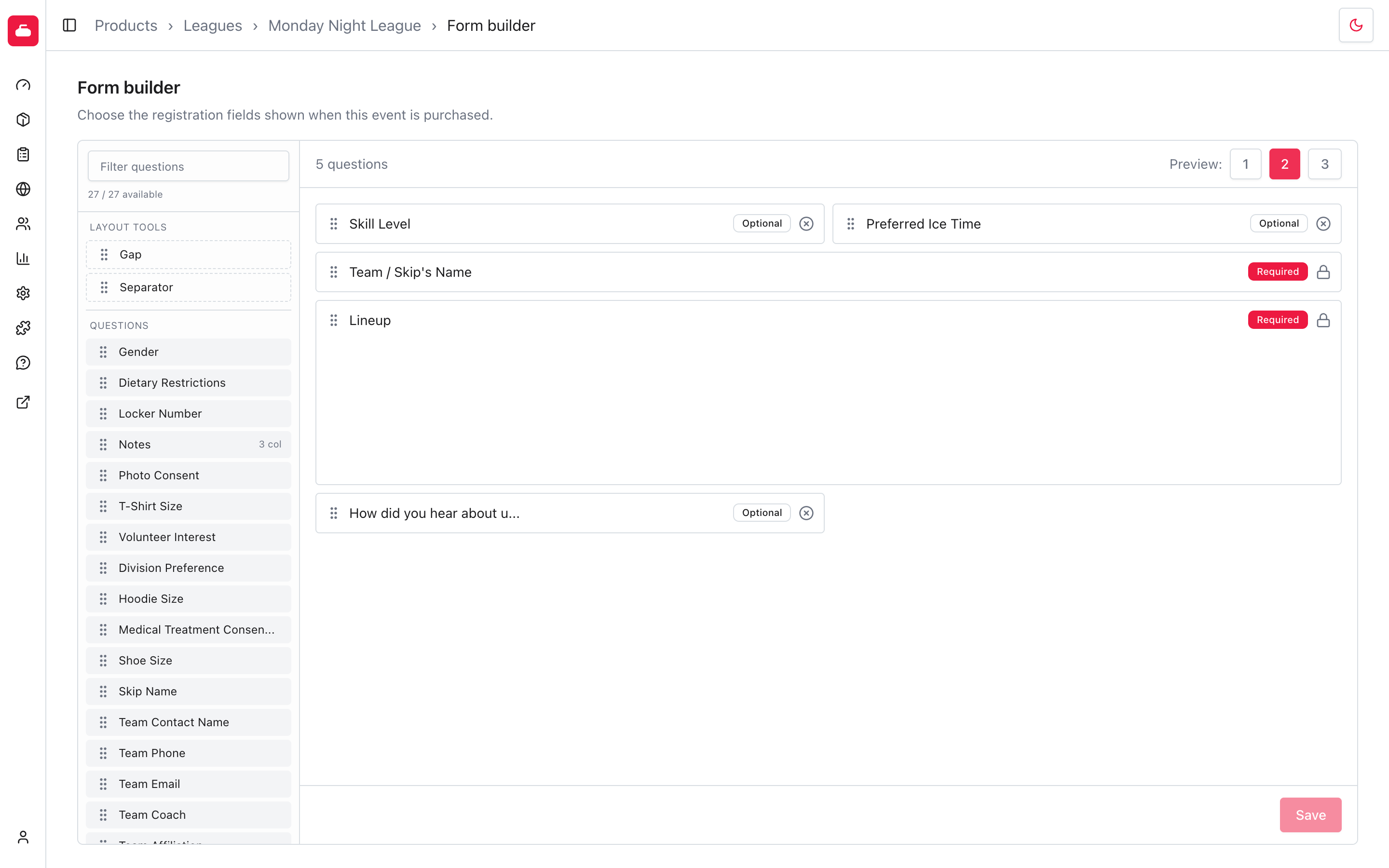 The same product form canvas previewed in two columns.