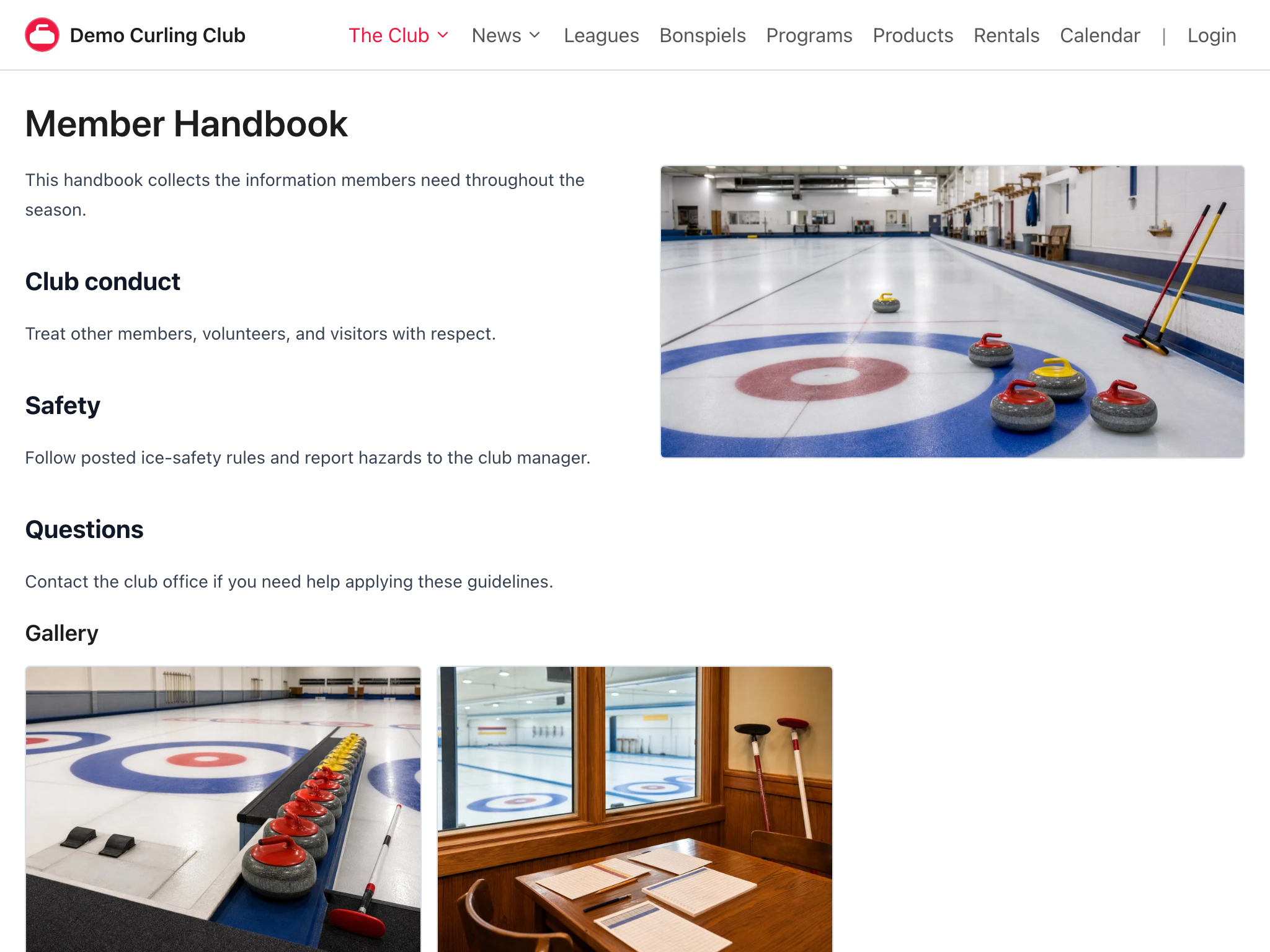 Published Member Handbook Page on the public website.