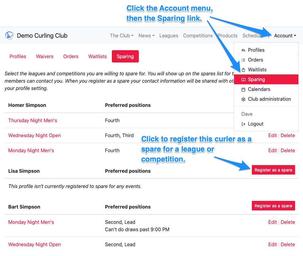 Set Sparing Preferences