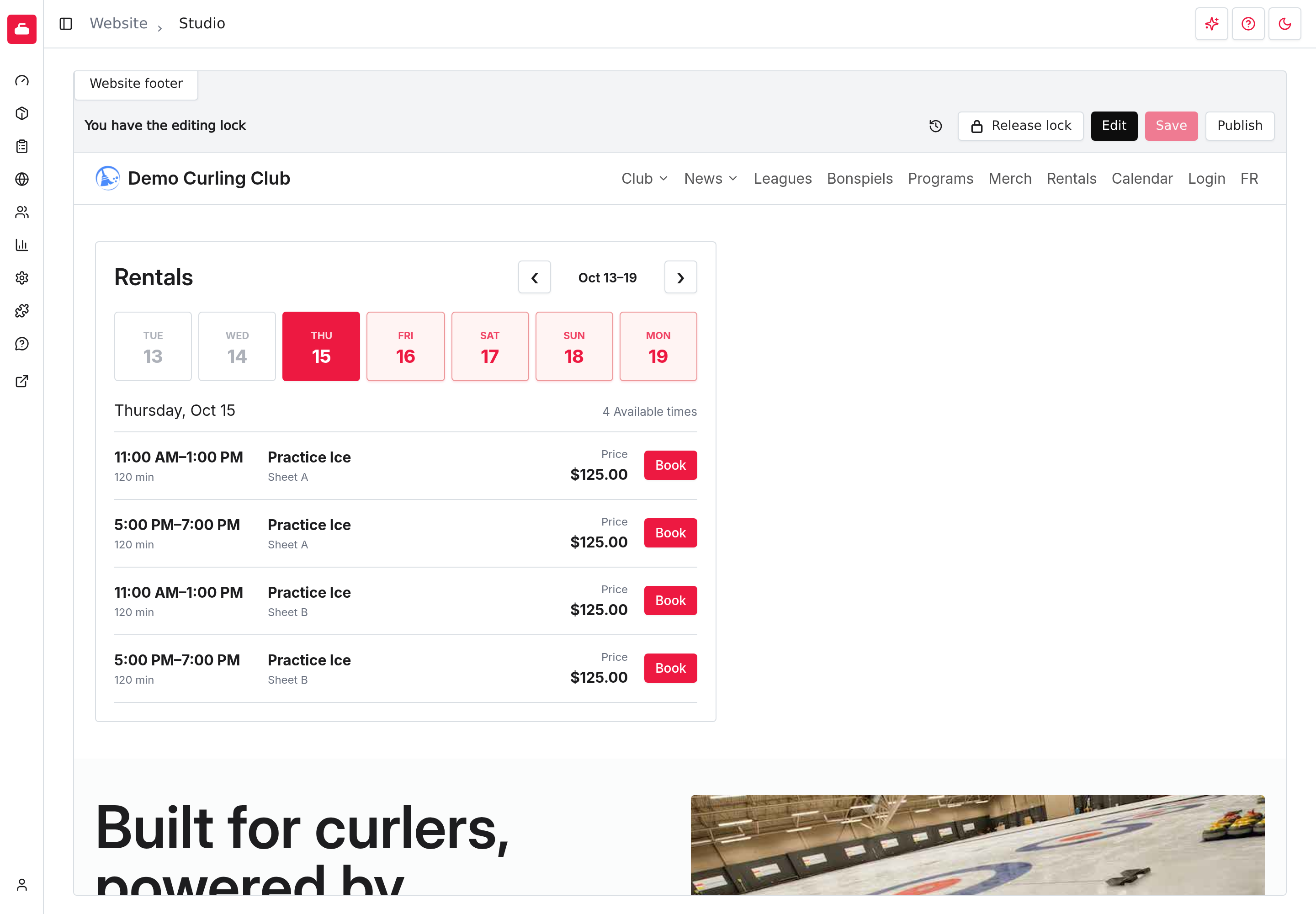 The saved rental availability section in Studio's private homepage preview.