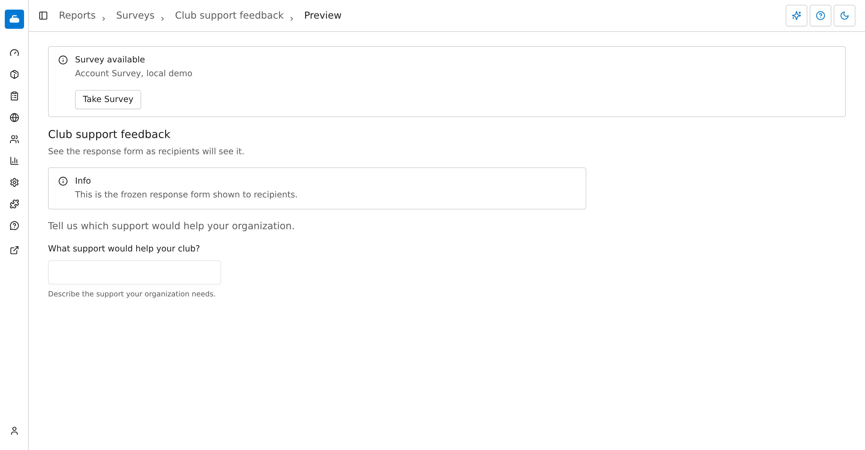 L’aperçu du formulaire de commentaires enregistré par l’association.
