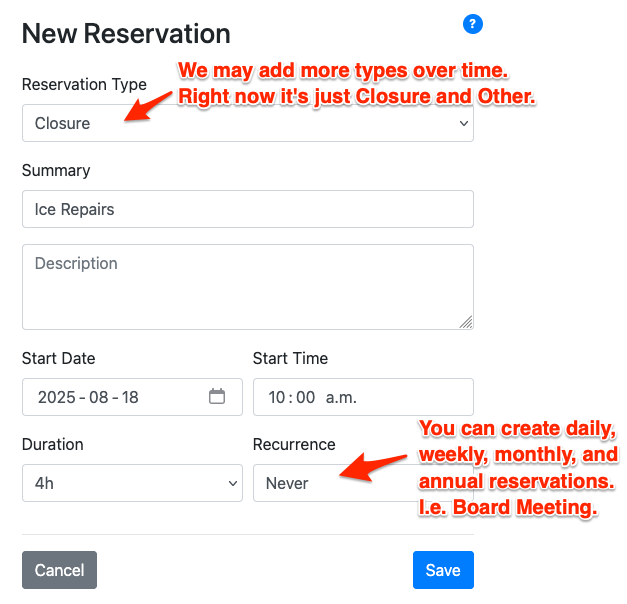 New Reservation